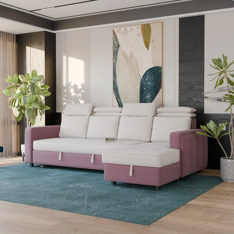 Soft pink and white Estre fabric family example